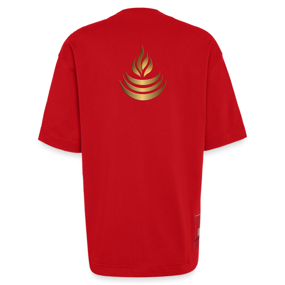 chiSign Quantenheilsymbol "Reichtum & Erfolg" Druck VS/RS Heavyweight Oversized Organic T-Shirt Made in EU - Rot