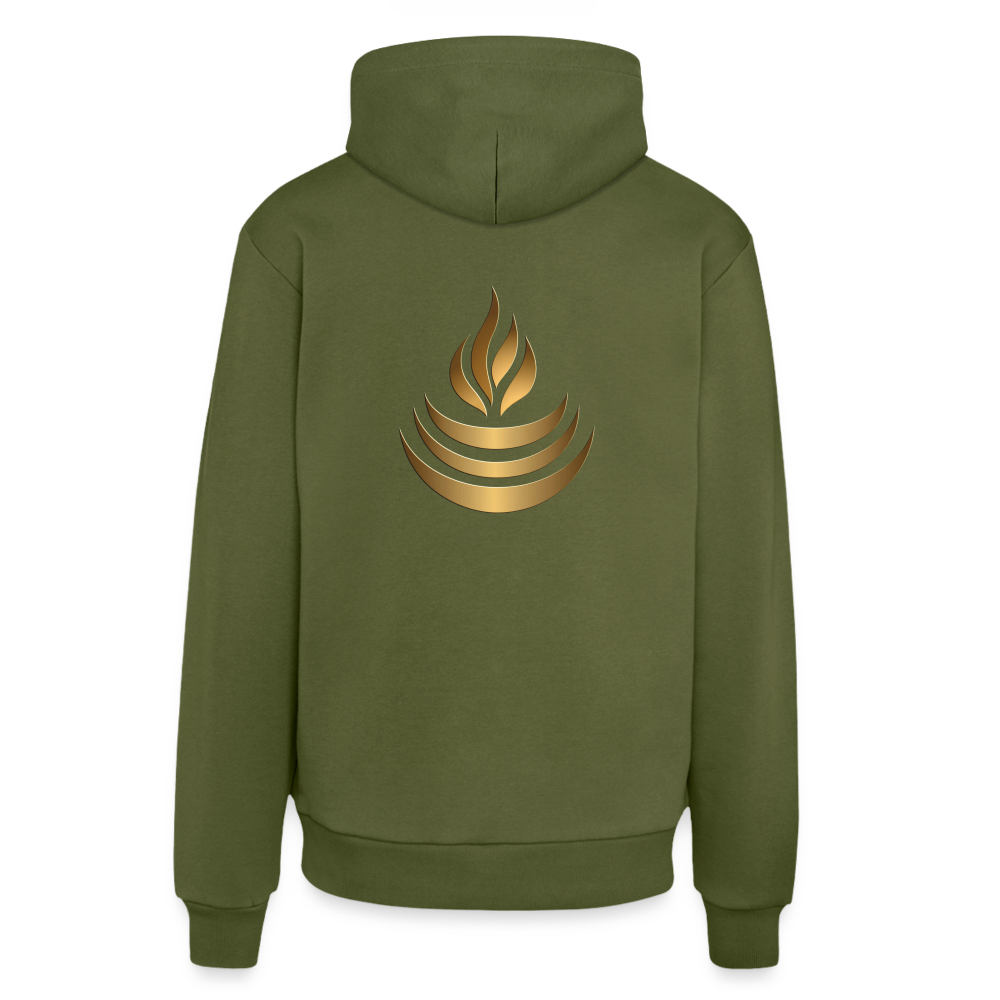 chiSign Quantenheilsymbol "Reichtum & Erfolg" Druck VS/RS Organic Relaxed Hoodie Made in EU - MOSS GREEN