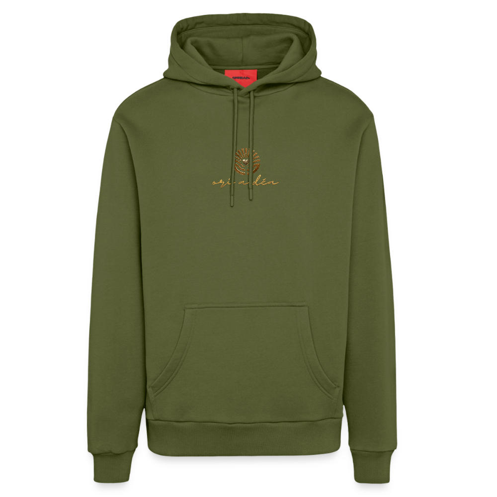Organic Relaxed Hoodie Made in EU "ori a déa" - MOSS GREEN