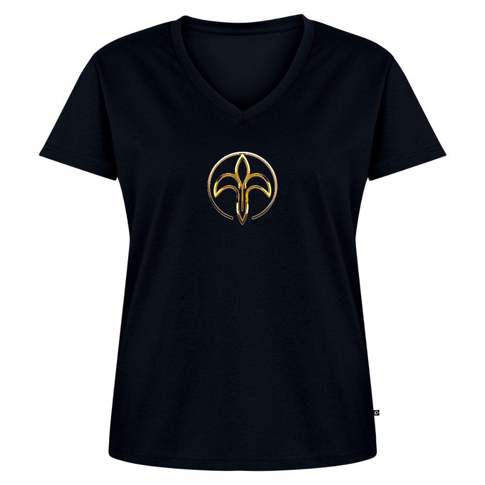 Frauen Bio-T-Shirt mit V-Ausschnitt "Energiefluss" - Navy