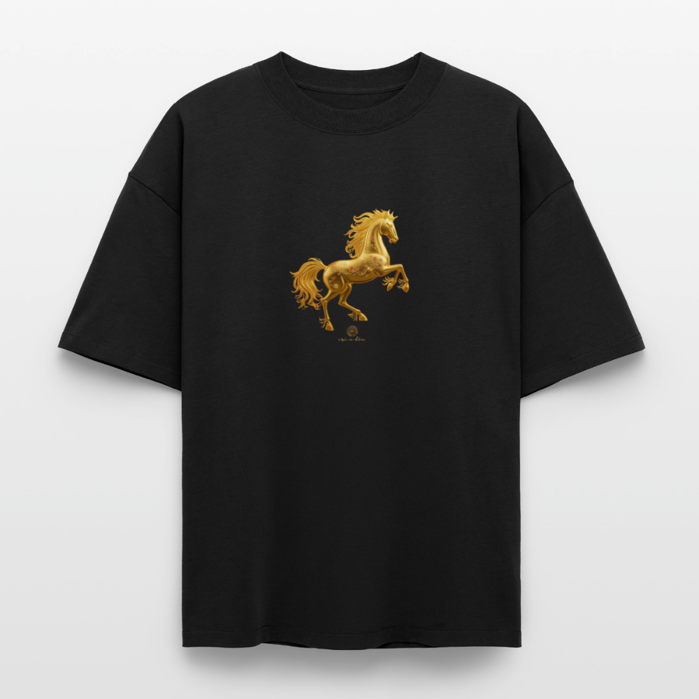 Heavyweight Unisex Bio T-Shirt "Feuerpferd" - Schwarz