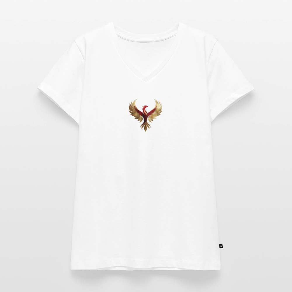 Frauen Bio-T-Shirt mit V-Ausschnitt "Auferstehung" - Weiß