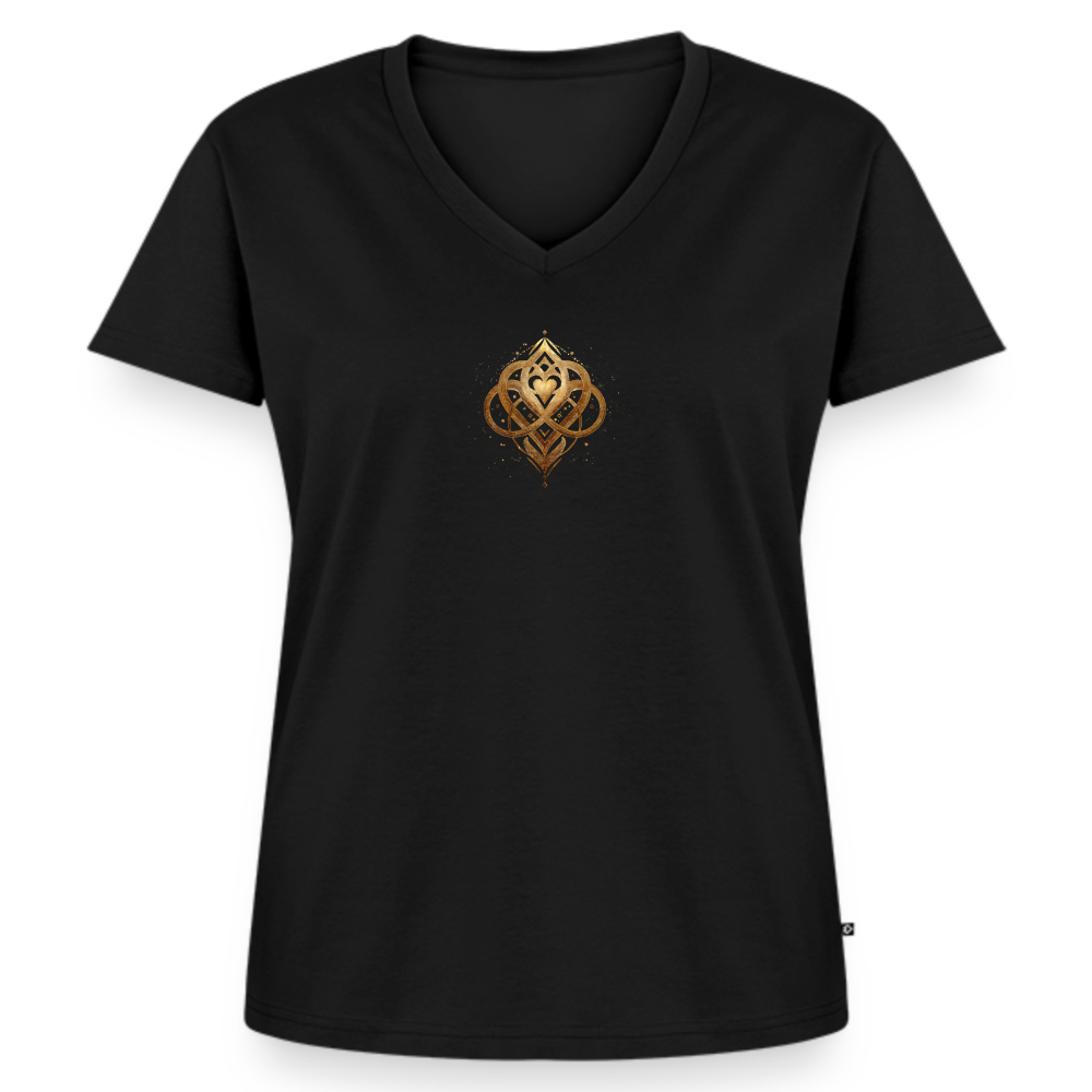 Frauen Bio-T-Shirt mit V-Ausschnitt "Agape" - Schwarz