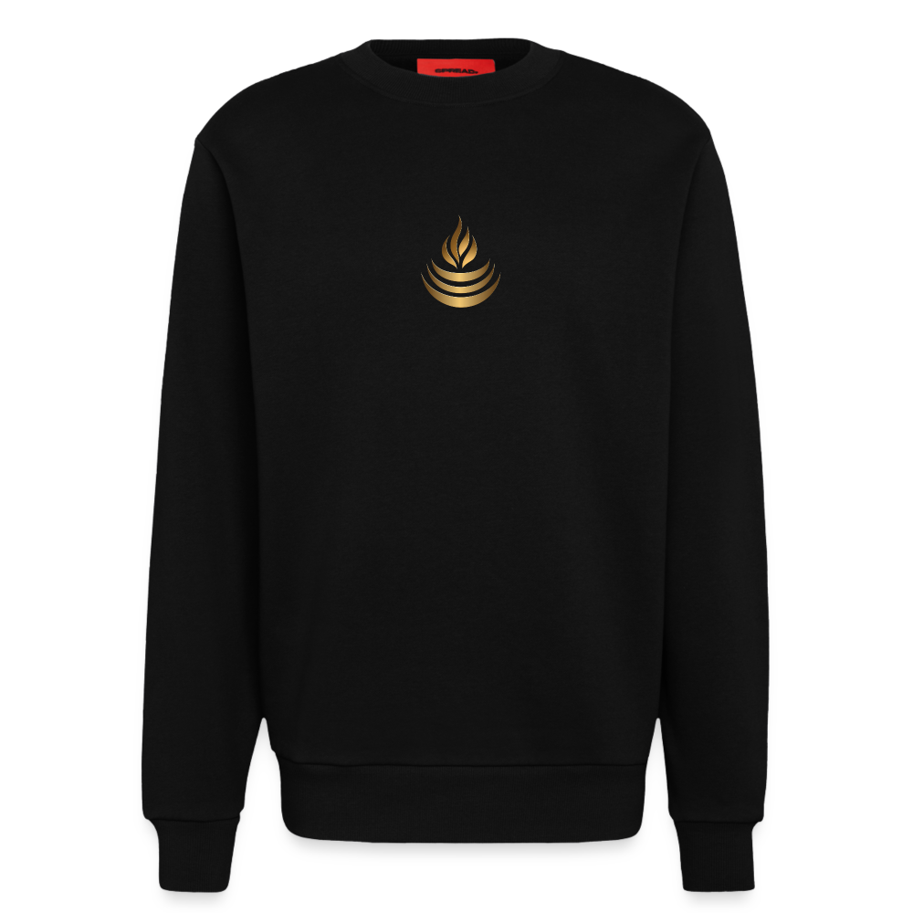 chiSign Quantenheilsymbol "Reichtum & Erfolg" Druck VS/RS Organic Relaxed Crew Neck Made in EU - SOLID BLACK