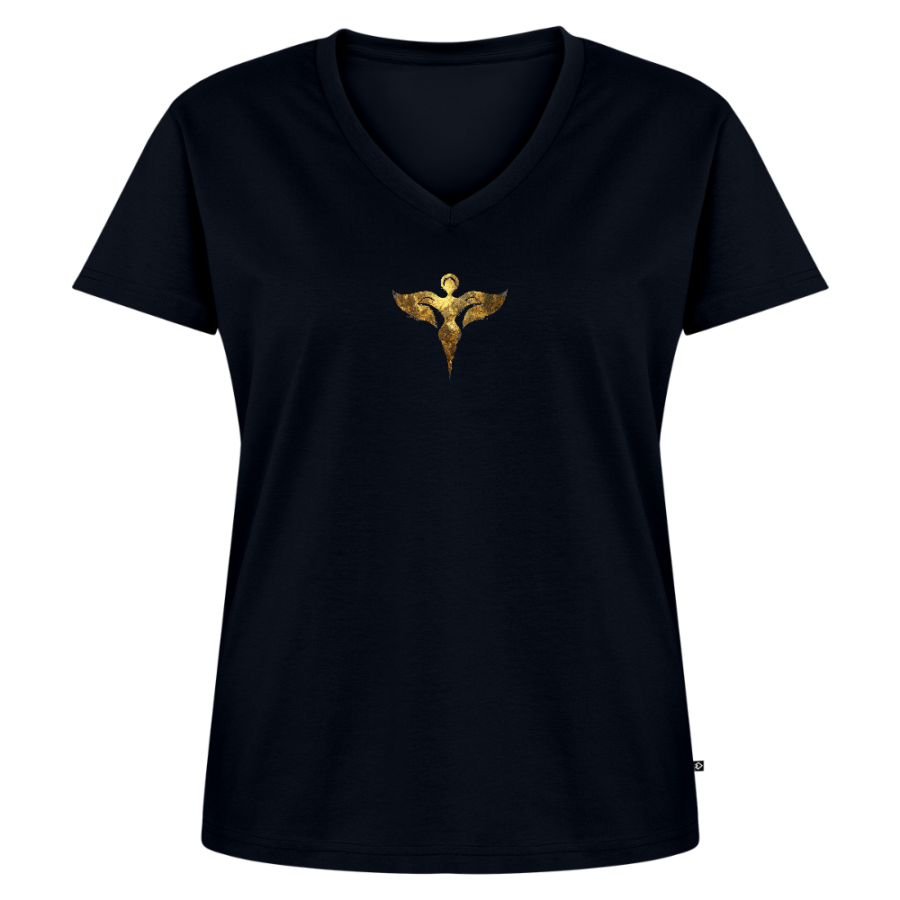 Frauen Bio-T-Shirt mit V-Ausschnitt "Gaia" - Navy