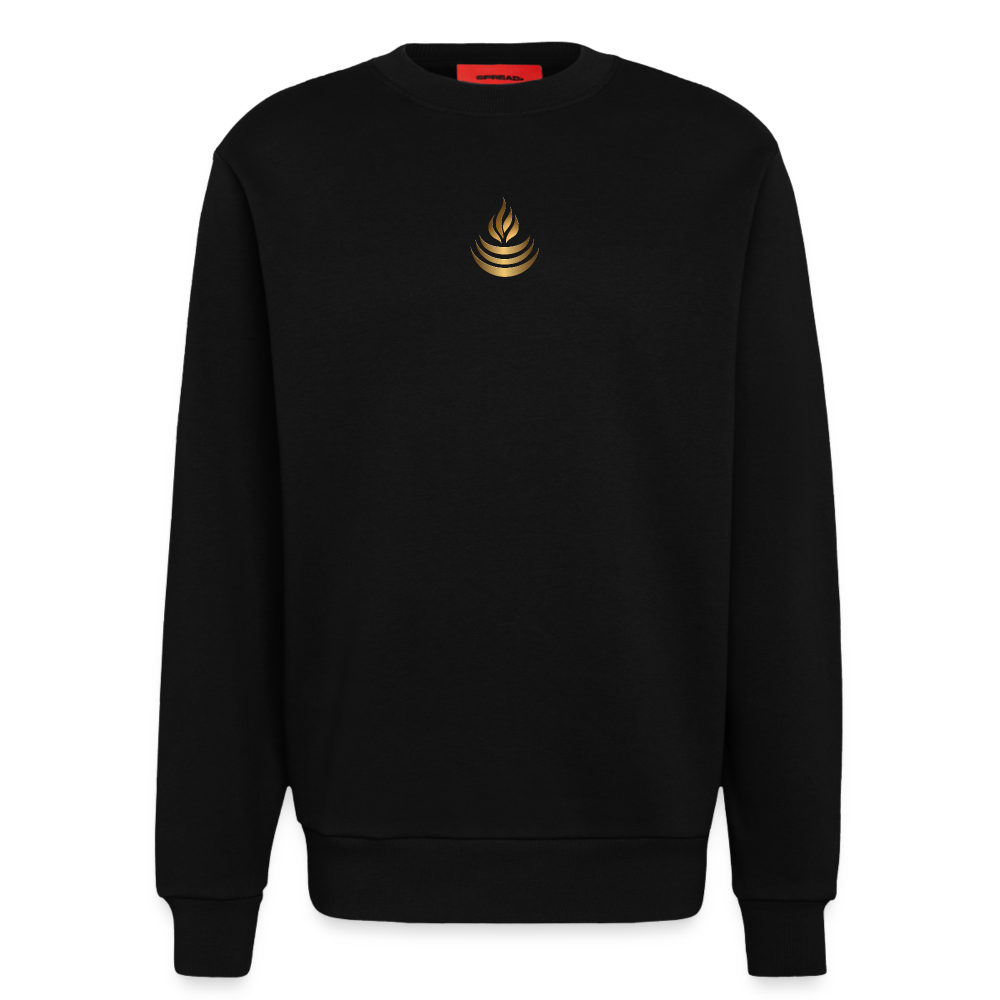 chiSign Quantenheilsymbol "Reichtum & Erfolg" Druck VS/RS Organic Relaxed Crew Neck Made in EU - SOLID BLACK