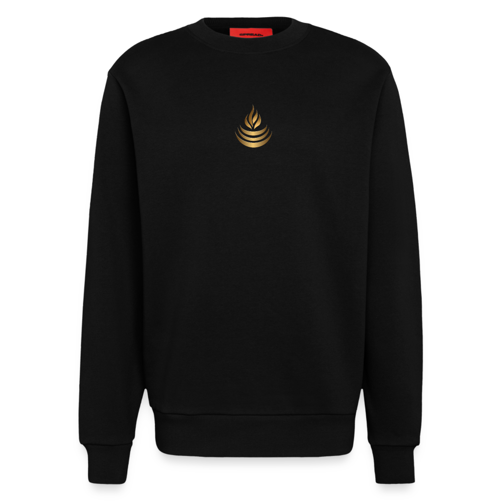 chiSign Quantenheilsymbol "Reichtum & Erfolg" Druck klein VS Heavyweight Oversized Organic Crew Neck Made in EU - SOLID BLACK