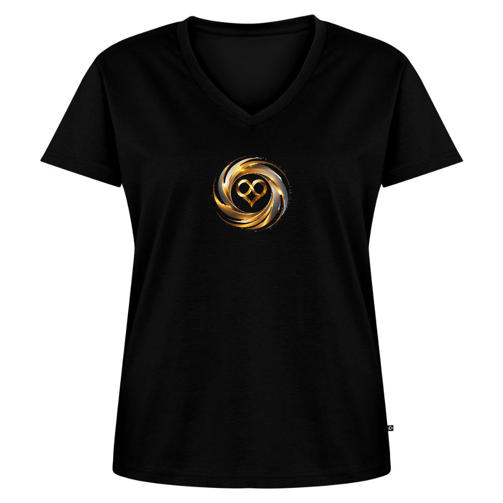 Frauen Bio-T-Shirt mit V-Ausschnitt "ICH BIN" - Schwarz