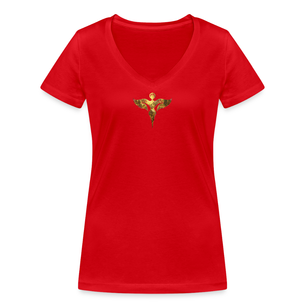 Frauen Bio-T-Shirt mit V-Ausschnitt "Gaia" - Rot