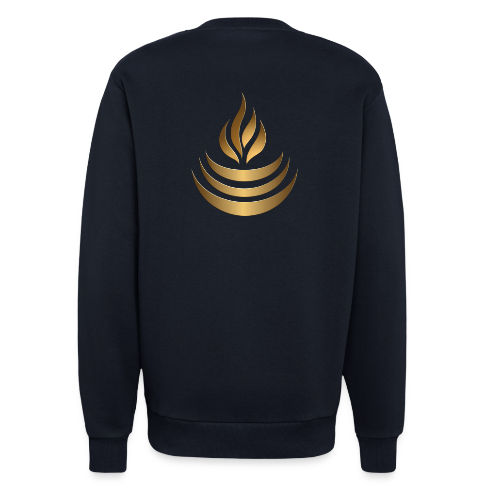 chiSign Quantenheilsymbol "Reichtum & Erfolg" Druck VS/RS Organic Relaxed Crew Neck Made in EU - DARK NAVY