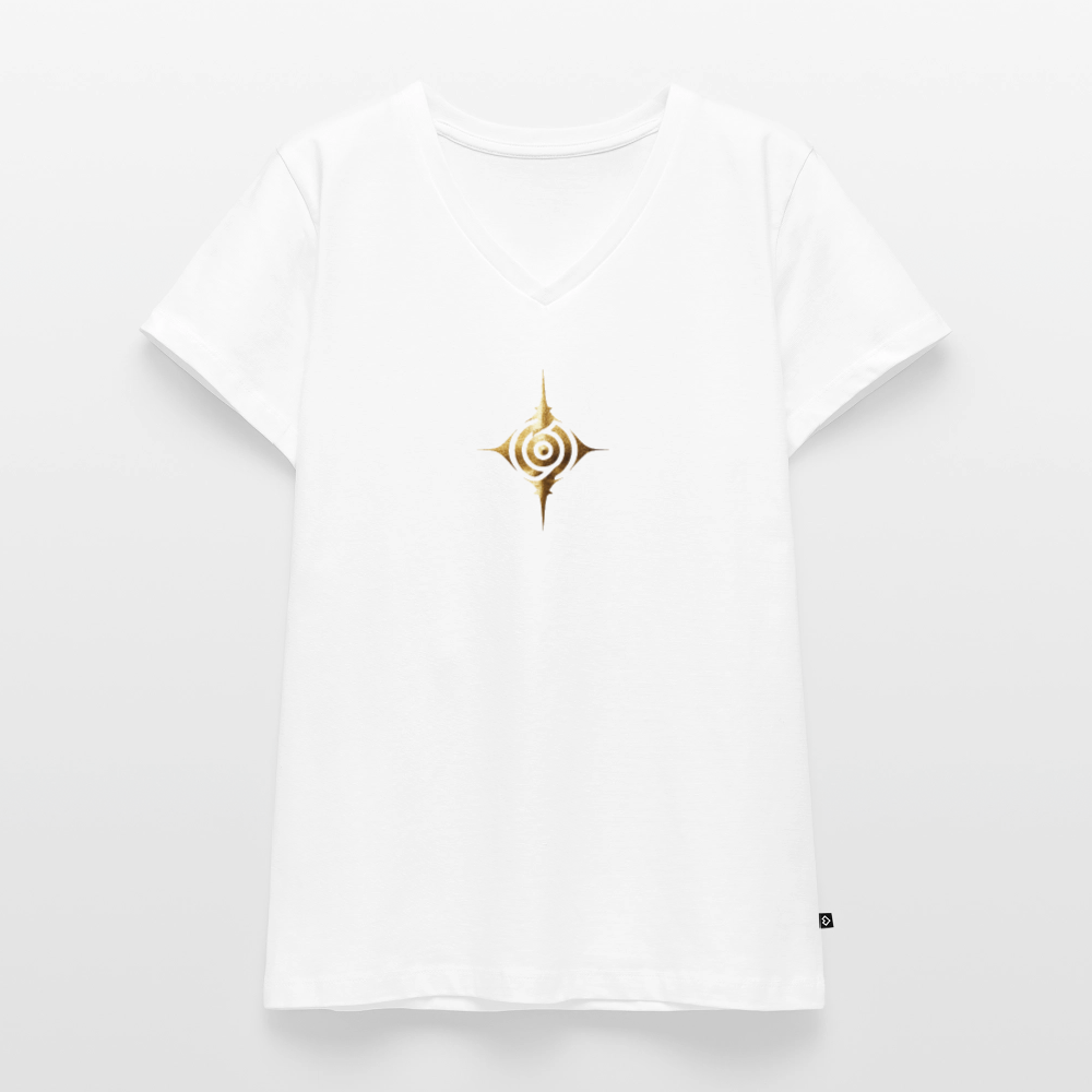 Frauen Bio-T-Shirt mit V-Ausschnitt "Tiefe Sicherheit" - Weiß