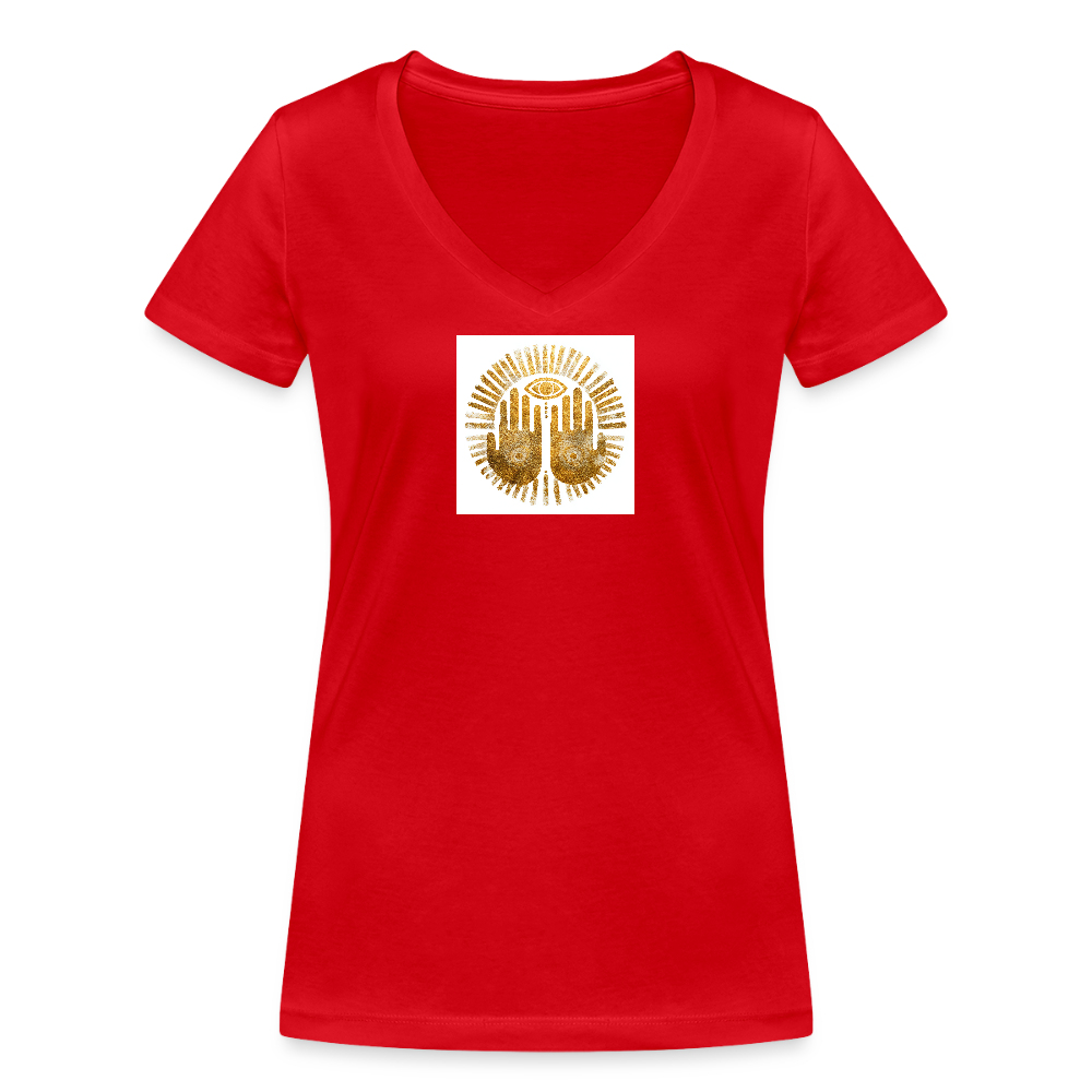 Frauen Bio-T-Shirt mit V-Ausschnitt "An'Anasha" - Rot