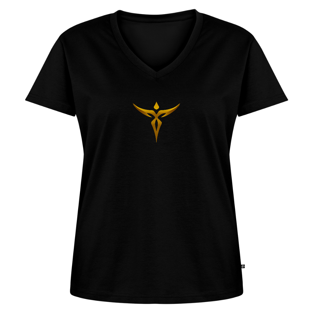 Frauen Bio-T-Shirt mit V-Ausschnitt "ERINNERUNG" - Schwarz