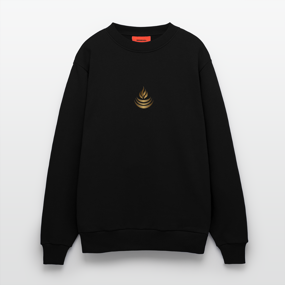 chiSign Quantenheilsymbol "Reichtum & Erfolg" Druck VS/RS Organic Relaxed Crew Neck Made in EU - SOLID BLACK