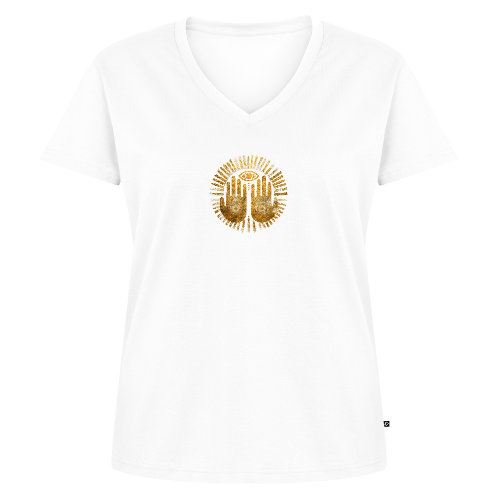 Frauen Bio-T-Shirt mit V-Ausschnitt "An'Anasha" - Weiß
