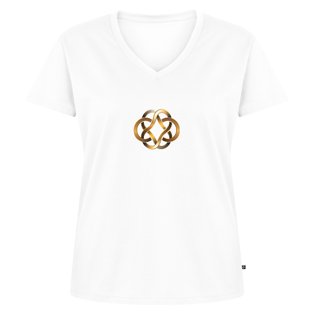 Frauen Bio-T-Shirt mit V-Ausschnitt "Annahme" - Weiß