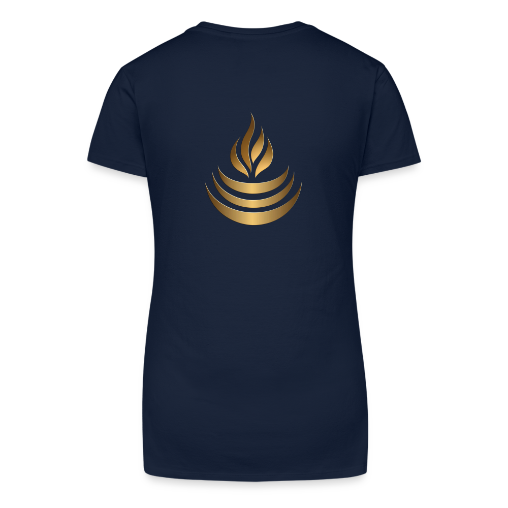 chiSign Quantenheilsymbol "Reichtum & Erfolg" Druck VS/RS Bio Frauen T-Shirt mit V-Ausschnitt - Dunkelblau