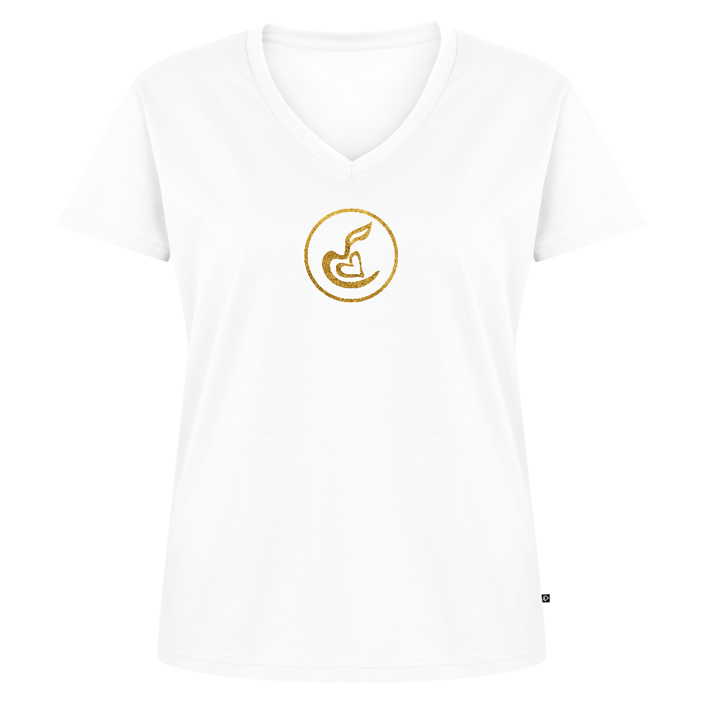 Frauen Bio-T-Shirt mit V-Ausschnitt "Wunderfülle" - Weiß