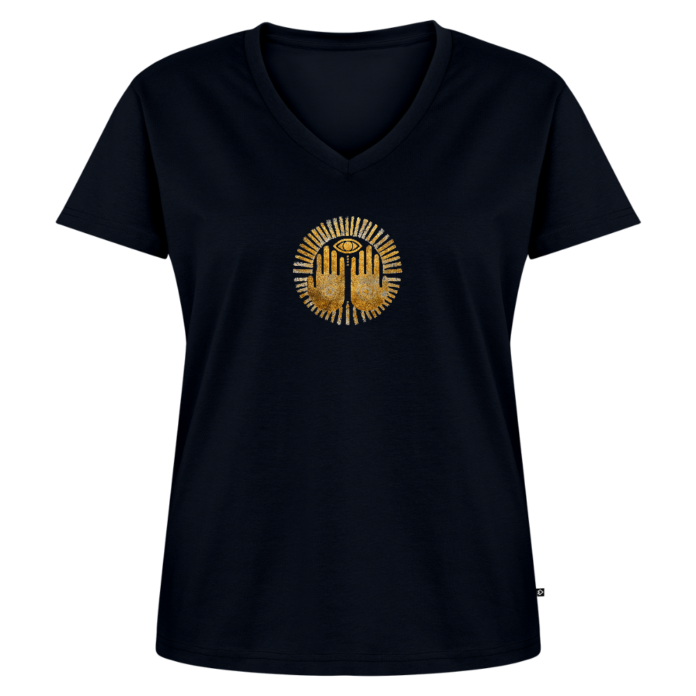 Frauen Bio-T-Shirt mit V-Ausschnitt "An'Anasha" - Navy