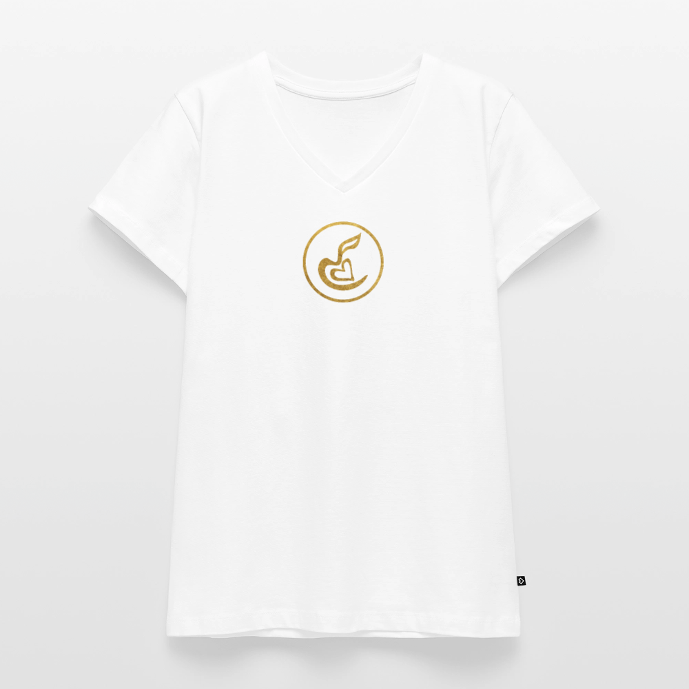 Frauen Bio-T-Shirt mit V-Ausschnitt "Wunderfülle" - Weiß