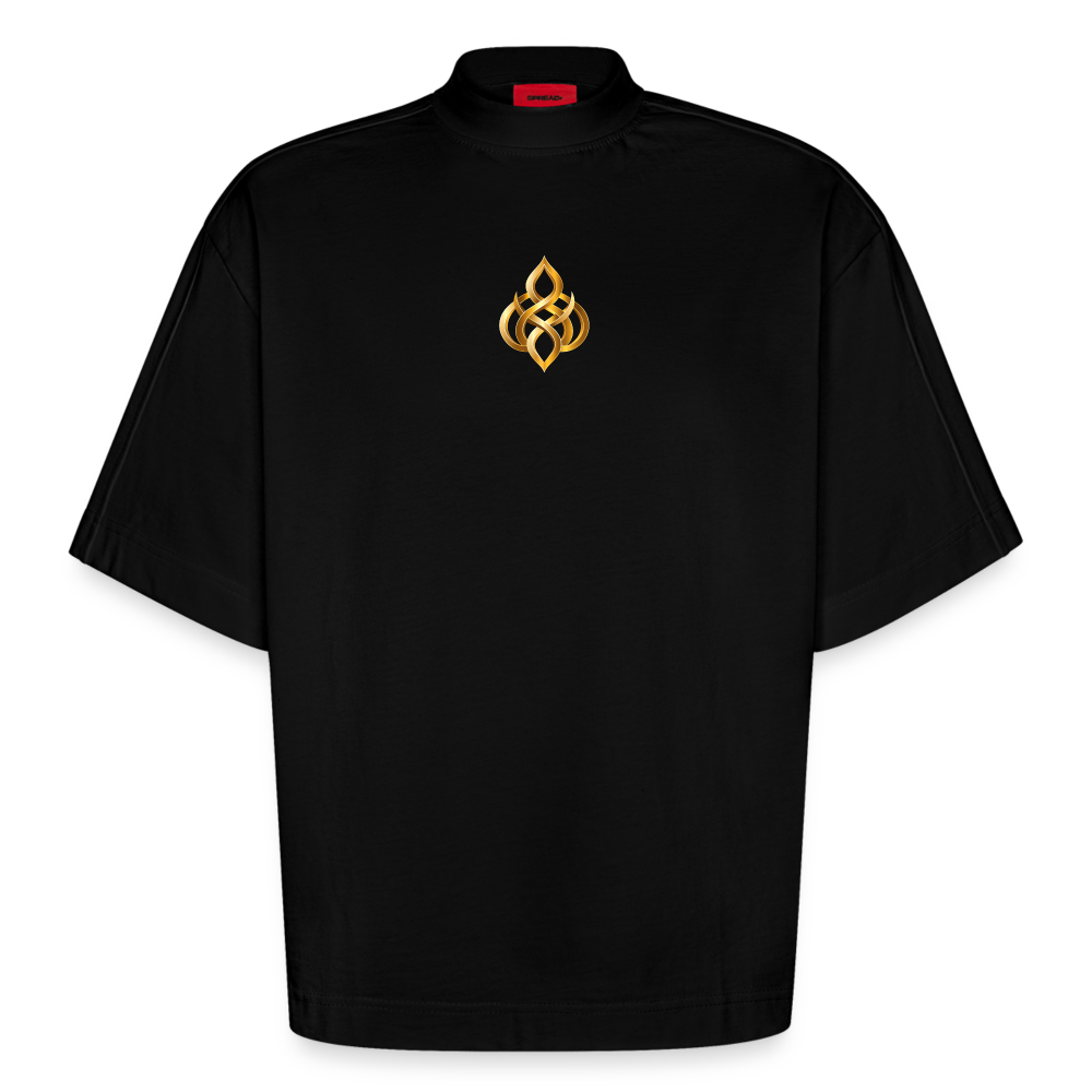 chiSign Quantenheilsymbol Thai Chi Zentrum & Ausgeglichenheit Heavyweight Oversized Organic Boxy T-Shirt Made in EU - SOLID BLACK