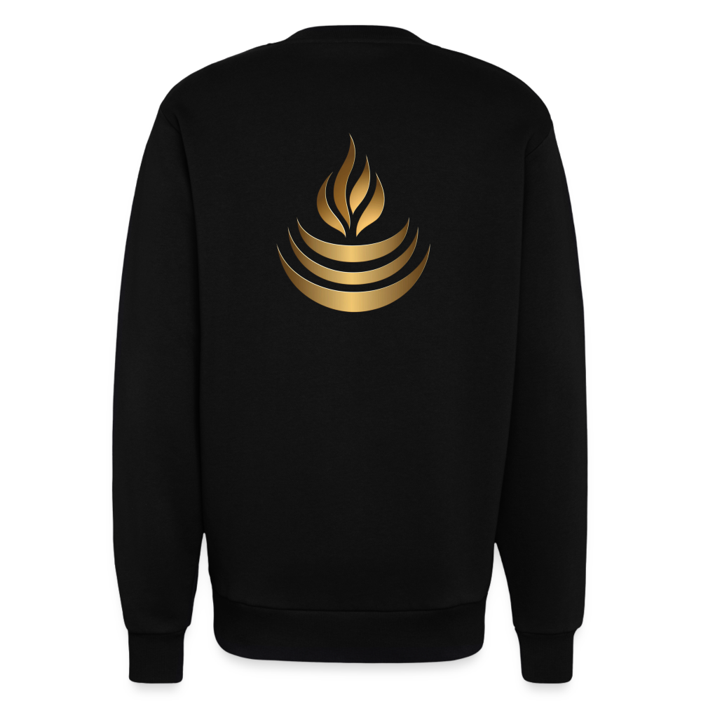 chiSign Quantenheilsymbol "Reichtum & Erfolg" Druck VS/RS Organic Relaxed Crew Neck Made in EU - SOLID BLACK