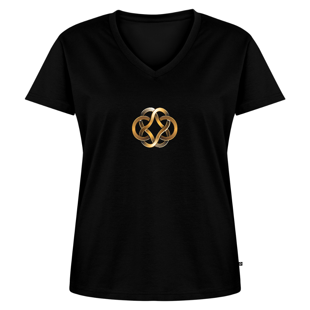Frauen Bio-T-Shirt mit V-Ausschnitt "Annahme" - Schwarz