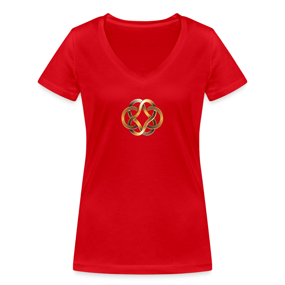Frauen Bio-T-Shirt mit V-Ausschnitt "Annahme" - Rot