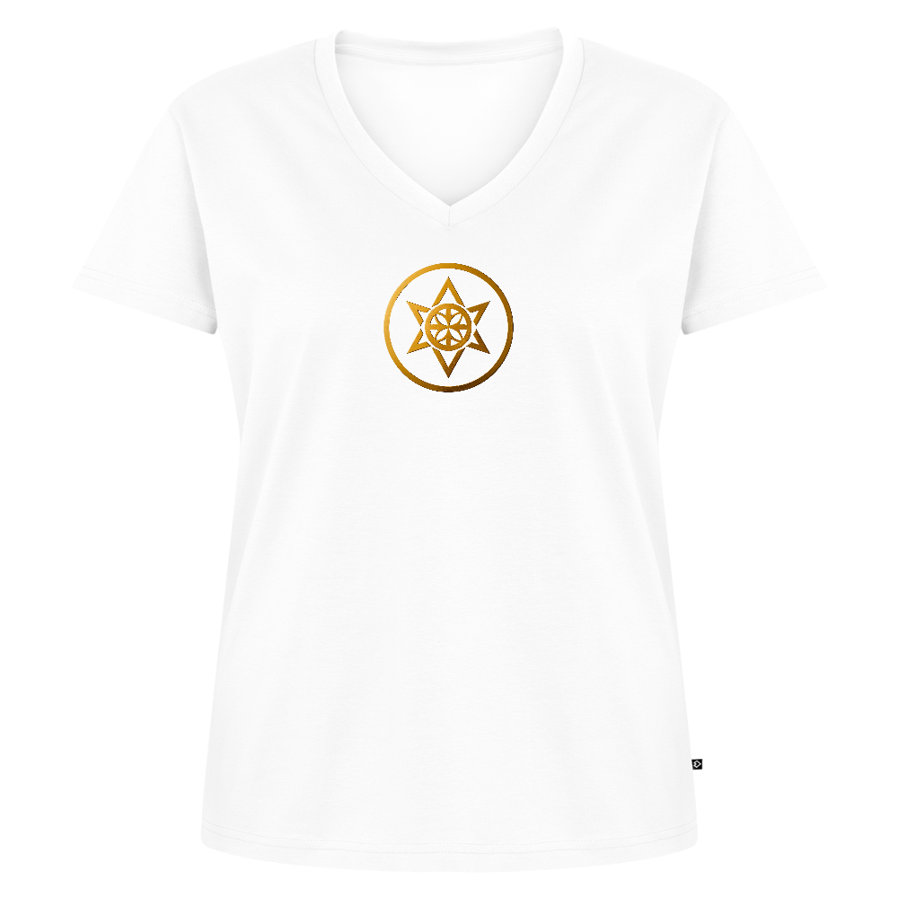Frauen Bio-T-Shirt mit V-Ausschnitt "Wandel" - Weiß