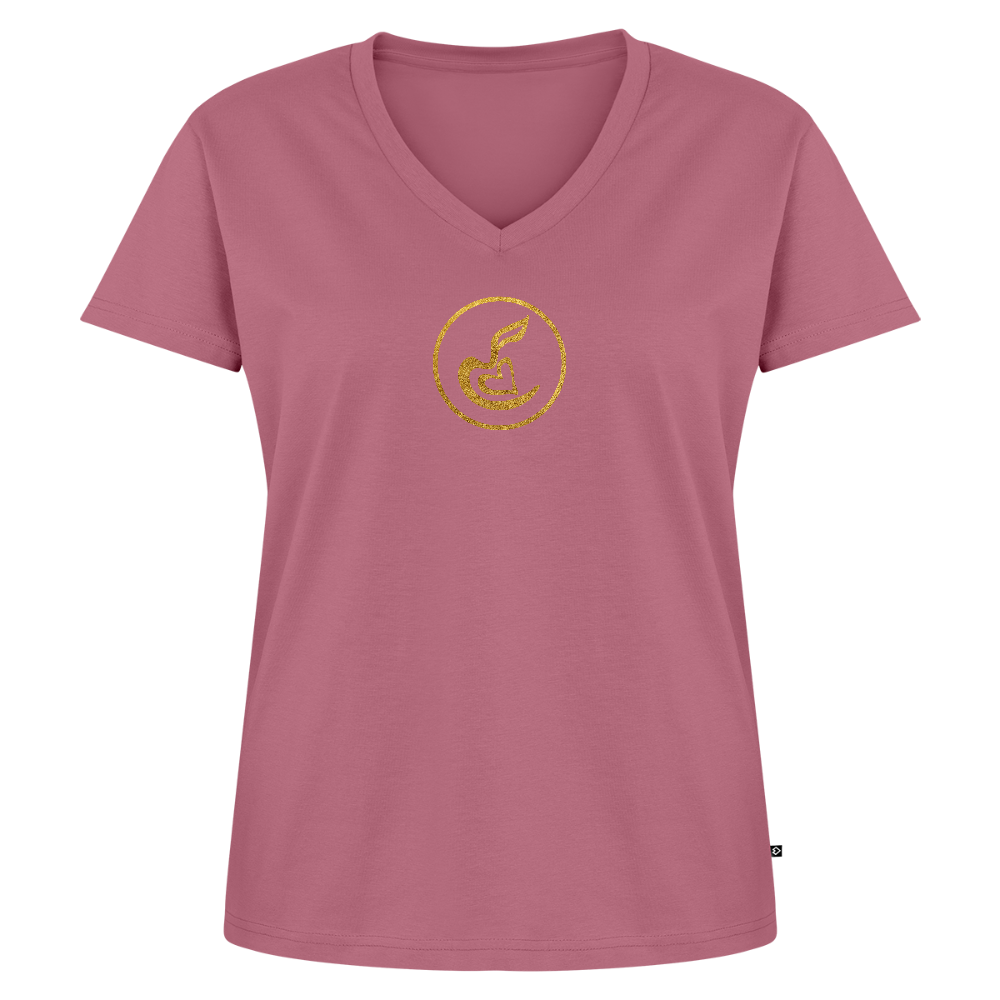 Frauen Bio-T-Shirt mit V-Ausschnitt "Wunderfülle" - Mauve