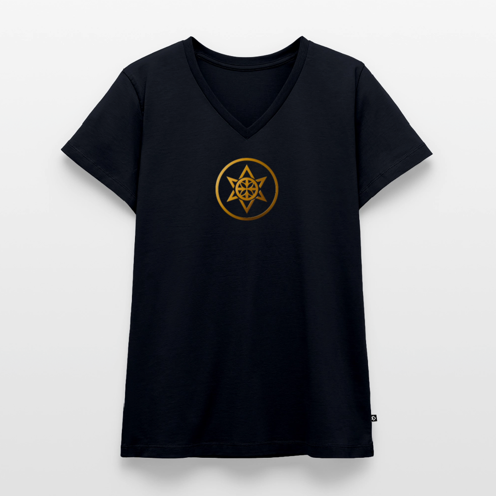 Frauen Bio-T-Shirt mit V-Ausschnitt "Wandel" - Navy