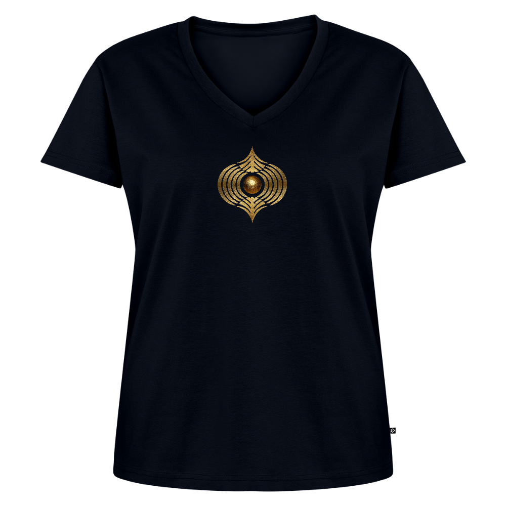 Frauen Bio-T-Shirt mit V-Ausschnitt "Klarfeld" - Navy
