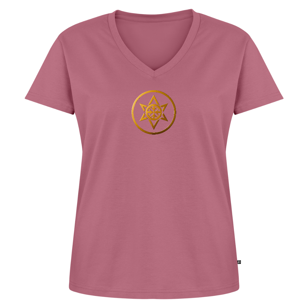 Frauen Bio-T-Shirt mit V-Ausschnitt "Wandel" - Mauve