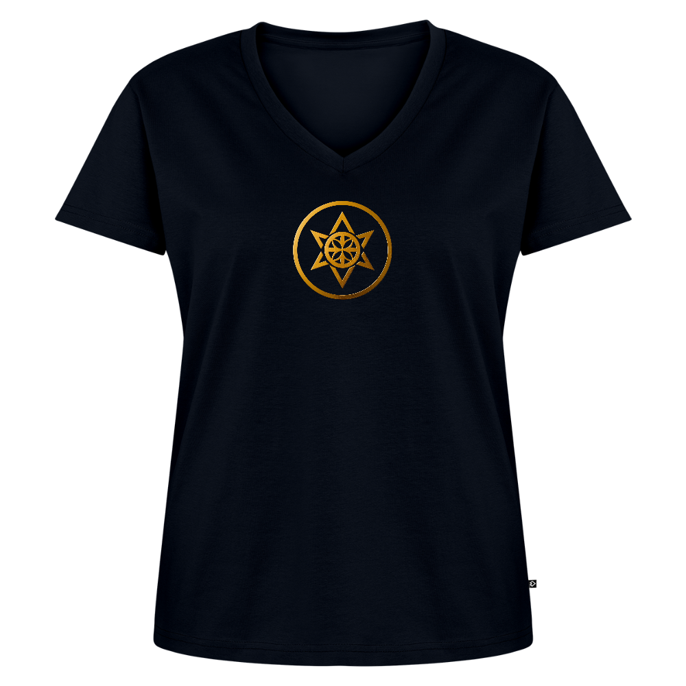 Frauen Bio-T-Shirt mit V-Ausschnitt "Wandel" - Navy