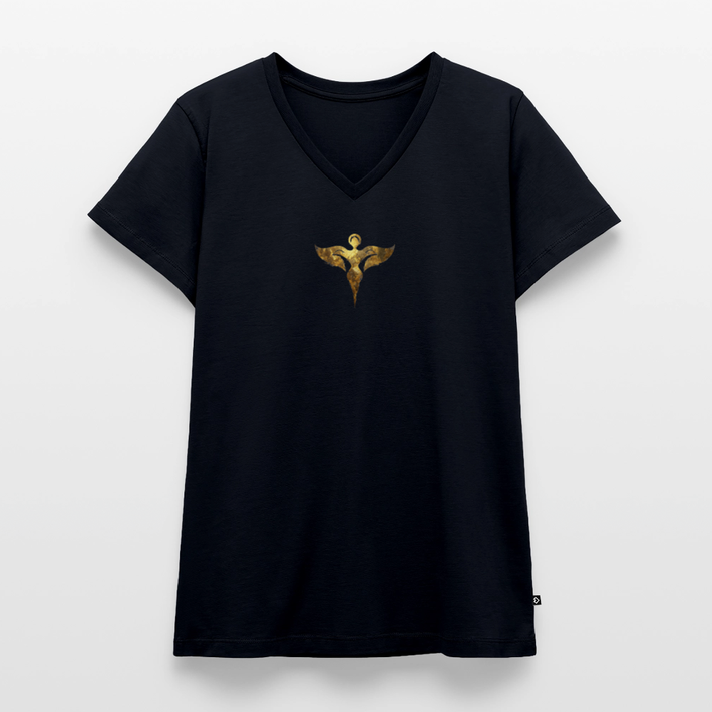 Frauen Bio-T-Shirt mit V-Ausschnitt "Gaia" - Navy