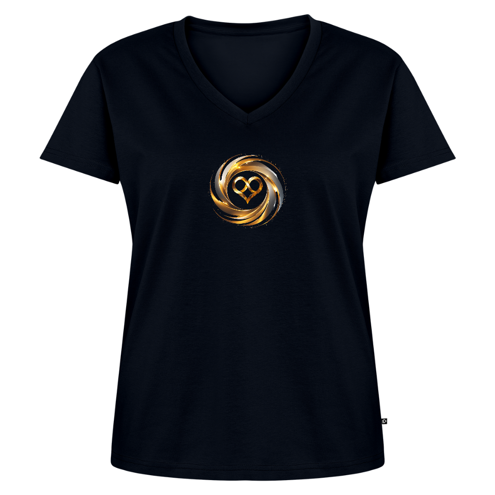 Frauen Bio-T-Shirt mit V-Ausschnitt "ICH BIN" - Navy