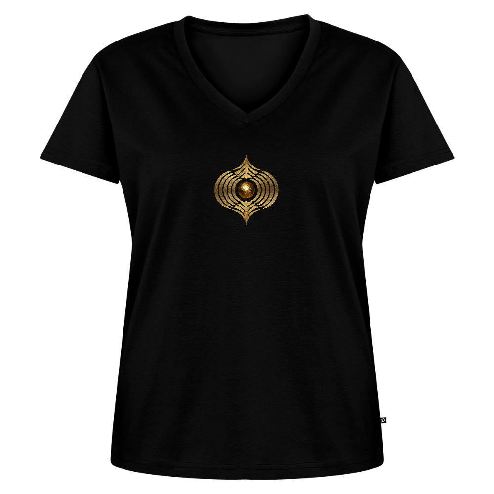 Frauen Bio-T-Shirt mit V-Ausschnitt "Klarfeld" - Schwarz