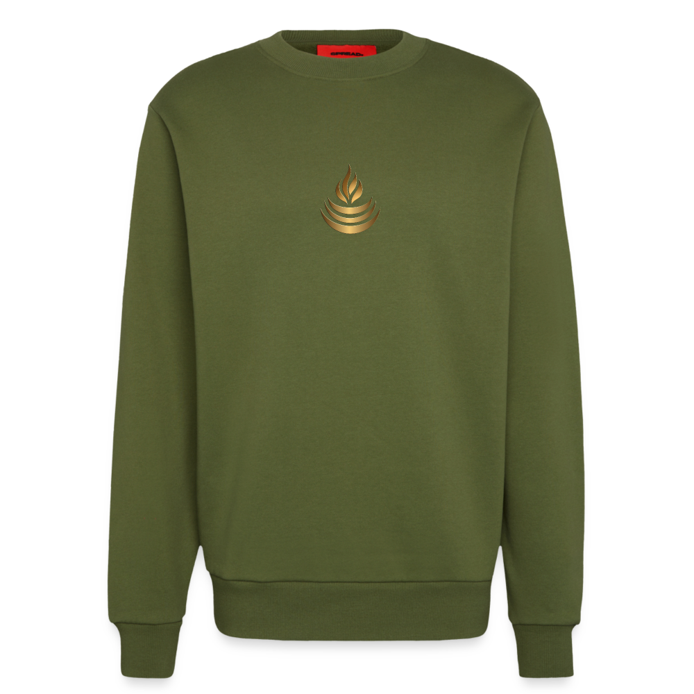 chiSign Quantenheilsymbol "Reichtum & Erfolg" Druck VS/RS Organic Relaxed Crew Neck Made in EU - MOSS GREEN