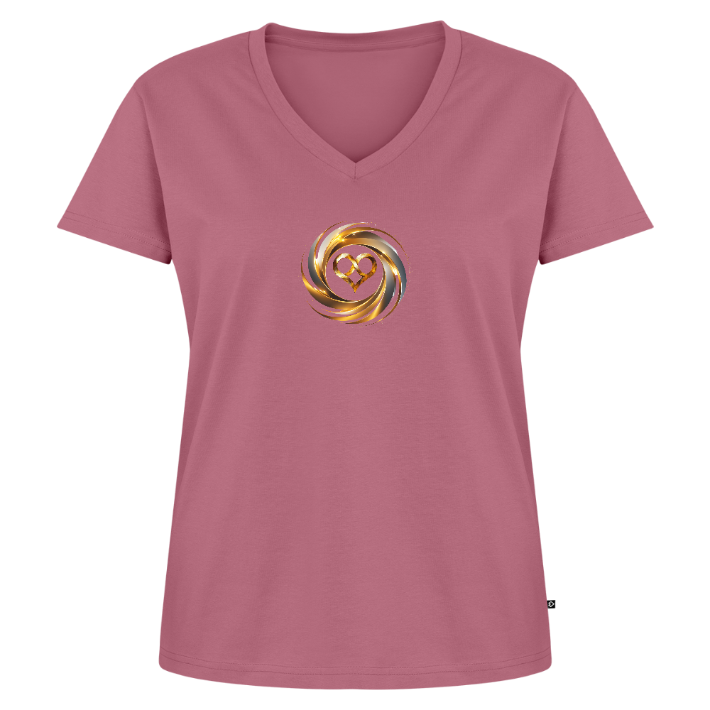 Frauen Bio-T-Shirt mit V-Ausschnitt "ICH BIN" - Mauve