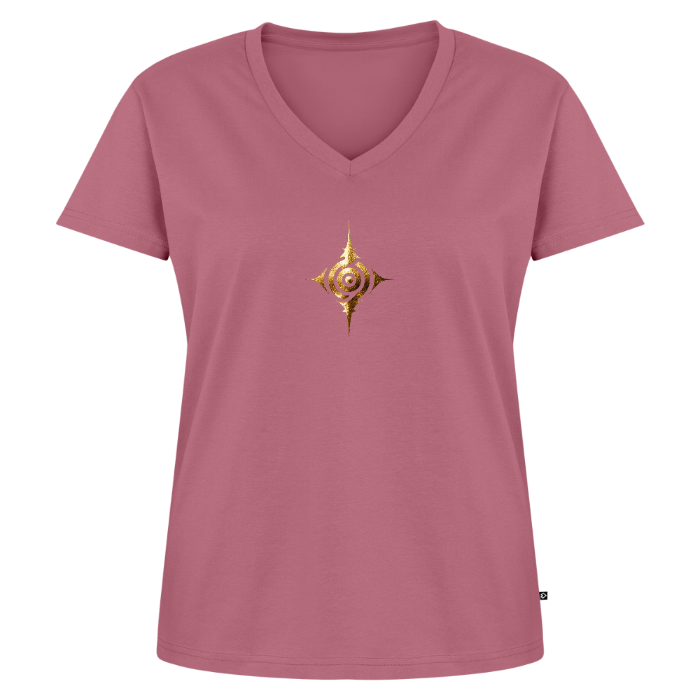 Frauen Bio-T-Shirt mit V-Ausschnitt "Tiefe Sicherheit" - Mauve