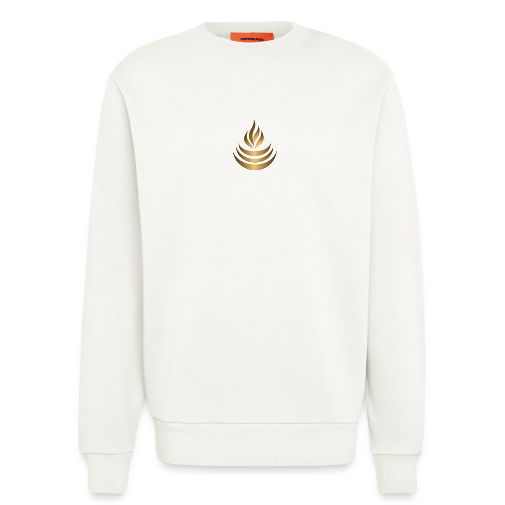 chiSign Quantenheilsymbol "Reichtum & Erfolg" Druck VS/RS Organic Relaxed Crew Neck Made in EU - OFF WHITE
