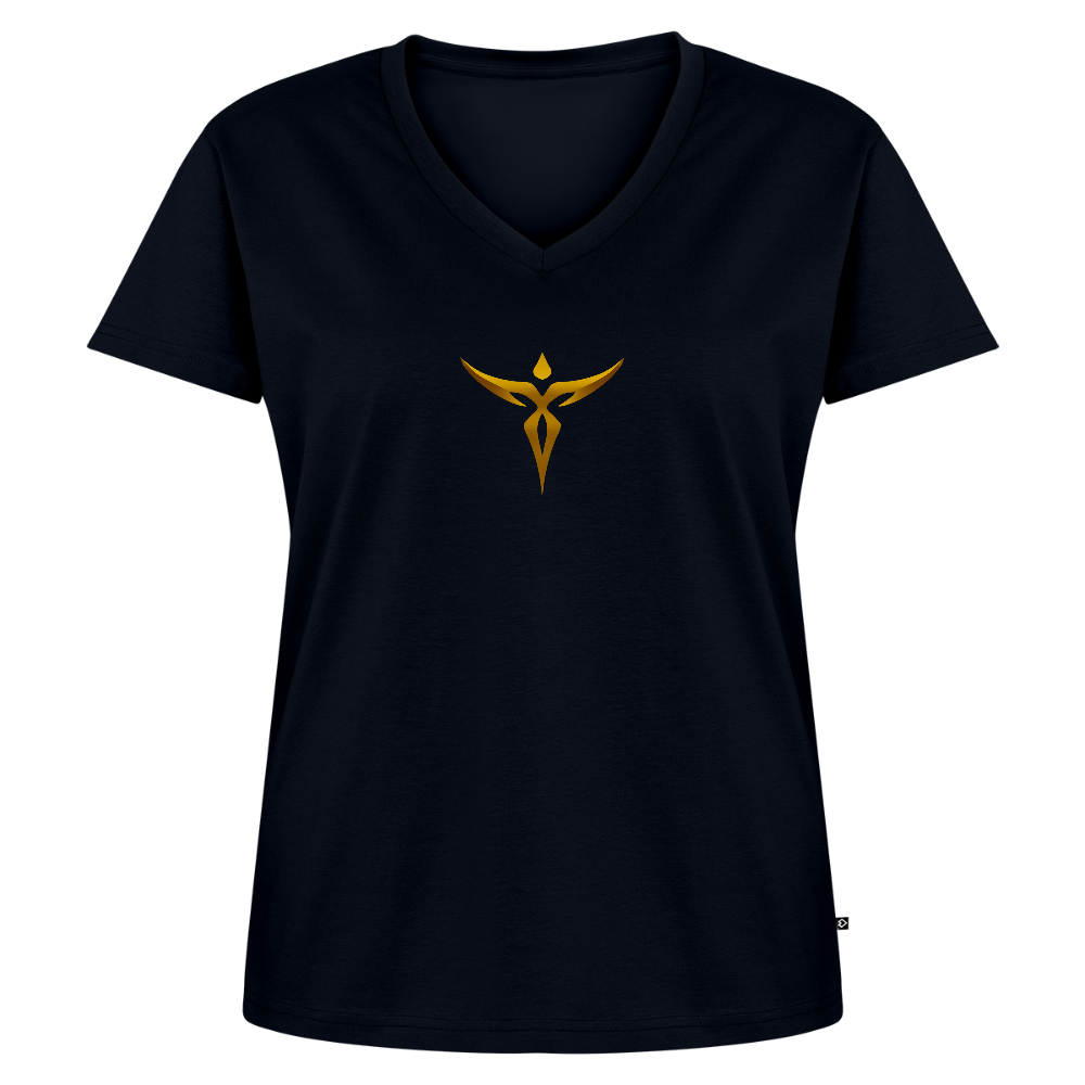 Frauen Bio-T-Shirt mit V-Ausschnitt "ERINNERUNG" - Navy