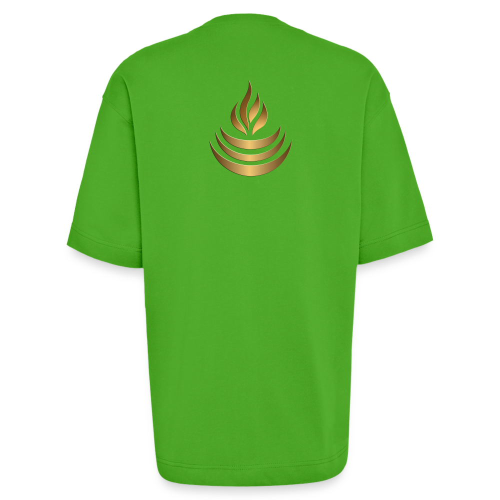 chiSign Quantenheilsymbol "Reichtum & Erfolg" Druck VS/RS Heavyweight Oversized Organic T-Shirt Made in EU - Apple Neon