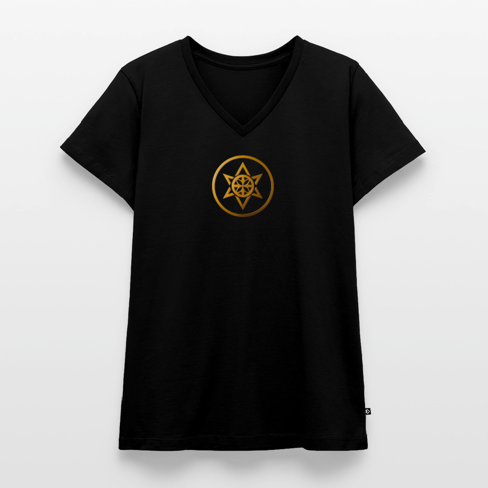Frauen Bio-T-Shirt mit V-Ausschnitt "Wandel" - Schwarz