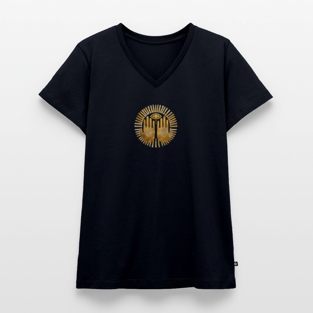 Frauen Bio-T-Shirt mit V-Ausschnitt "An'Anasha" - Navy