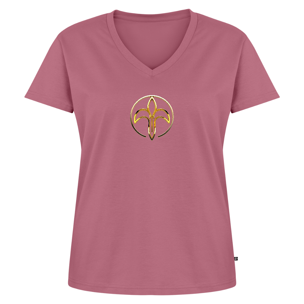 Frauen Bio-T-Shirt mit V-Ausschnitt "Energiefluss" - Mauve