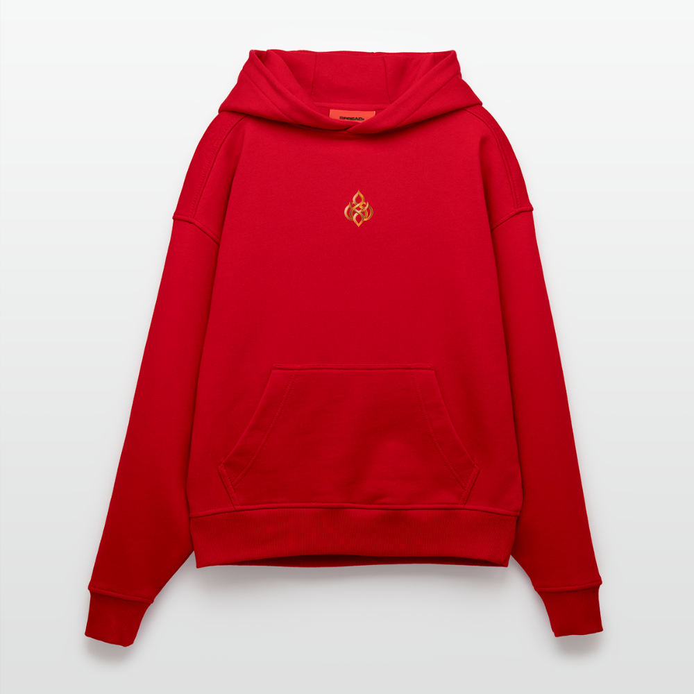 chiSign Quantenheilsymbol Zentrum und Ausgeglichenheit Heavyweight Oversized Organic Hoodie Made in EU - Rot