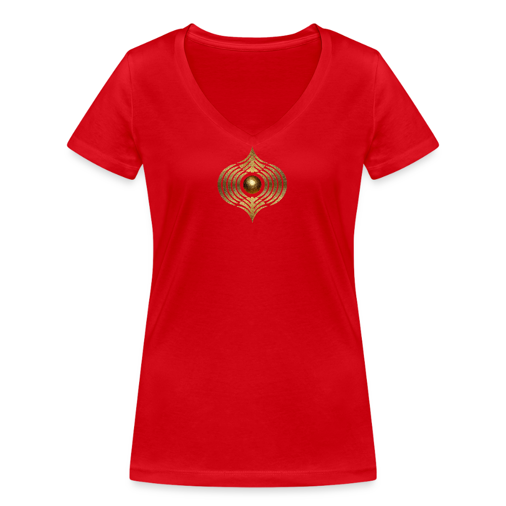 Frauen Bio-T-Shirt mit V-Ausschnitt "Klarfeld" - Rot