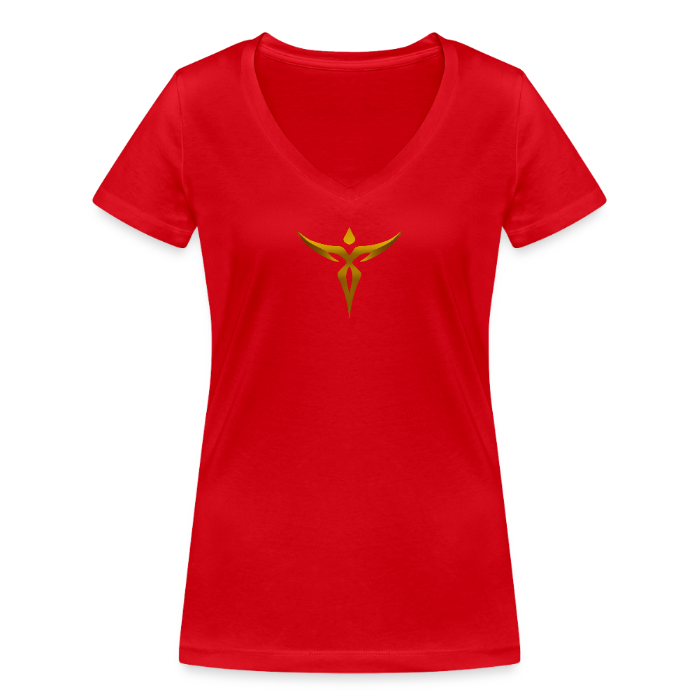 Frauen Bio-T-Shirt mit V-Ausschnitt "ERINNERUNG" - Rot