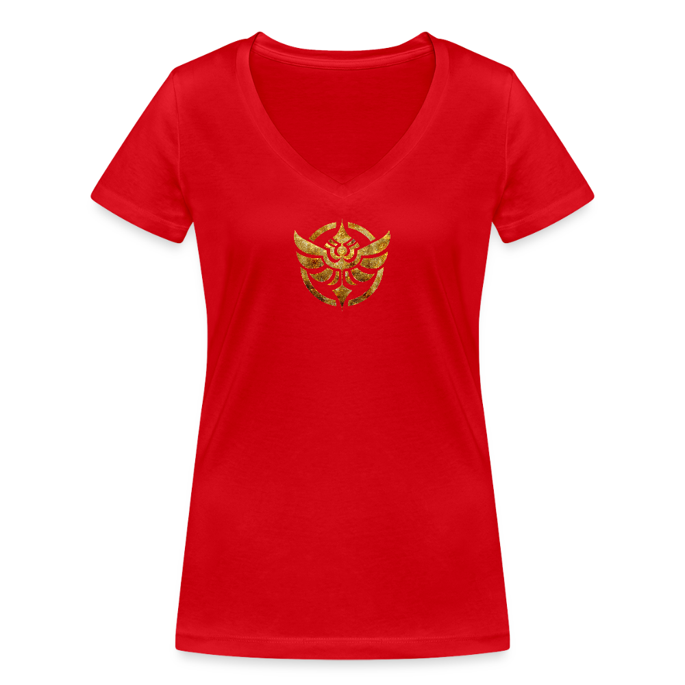 Frauen Bio-T-Shirt mit V-Ausschnitt "HARMONIE" - Rot